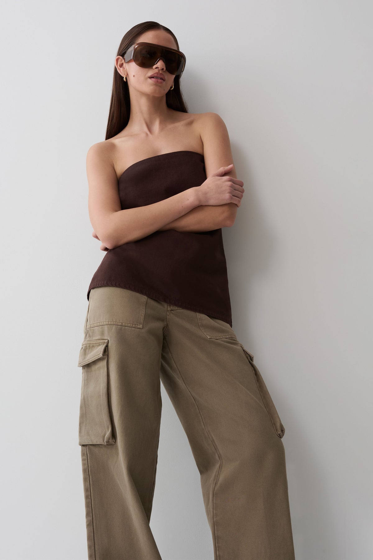 Shanice Twill Denim Cargo Pants - Washed Olive
