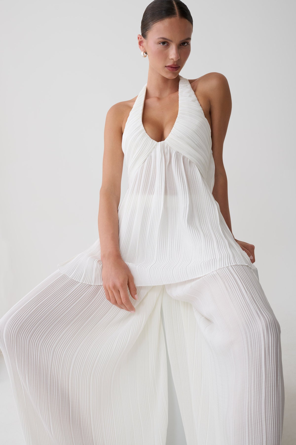 Jonah Plisse Straight Leg Pants - Ivory #3