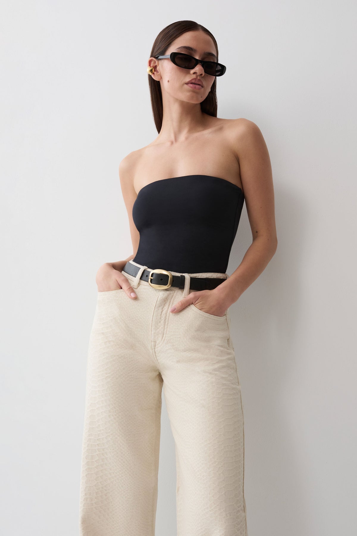 Bronte Straight Leg Denim Jeans - Neutral Snake