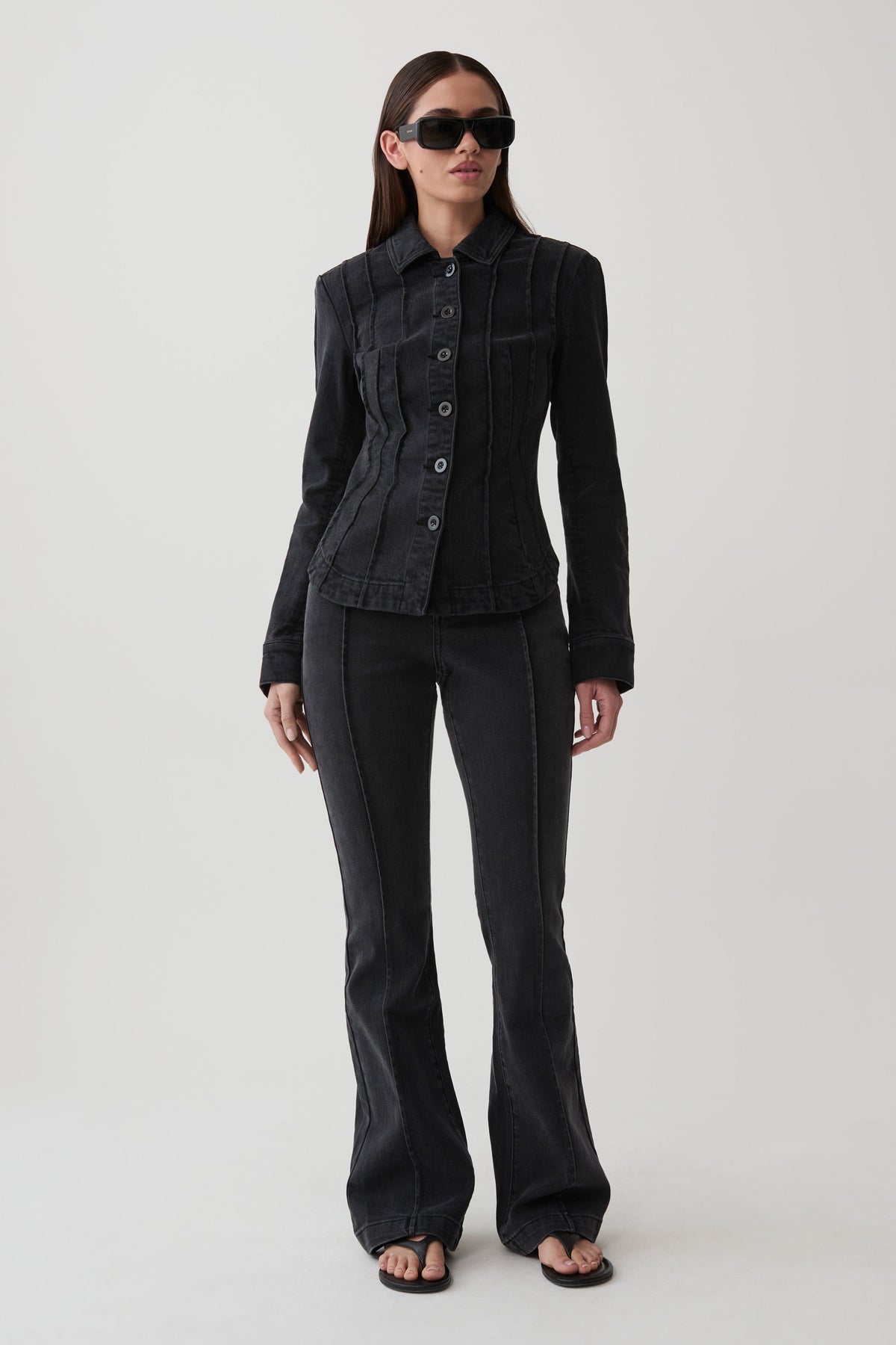 Katerinna Flare Denim Jeans - Washed Black #3