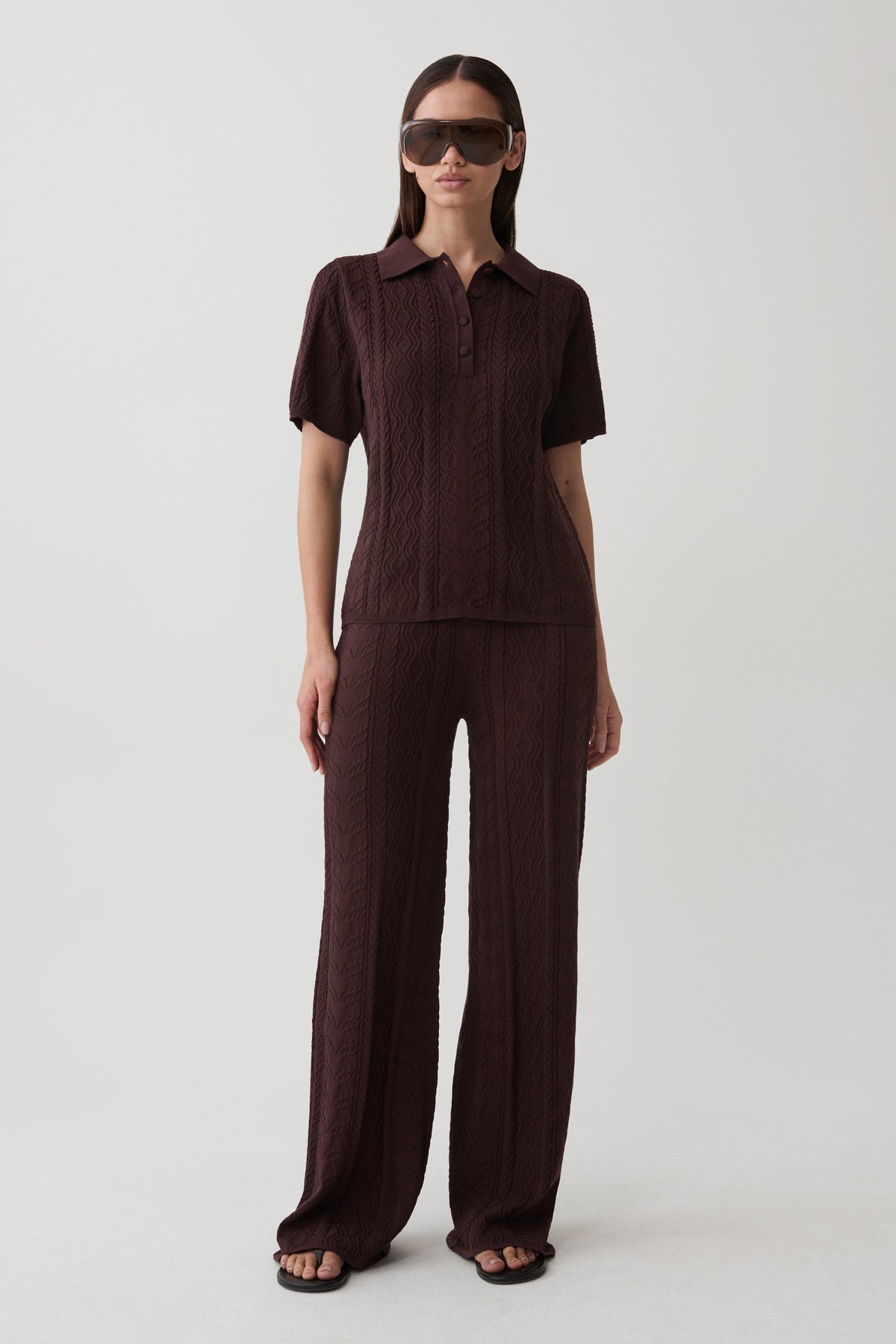 Jill Pointelle Knit Pants - Chocolate #5