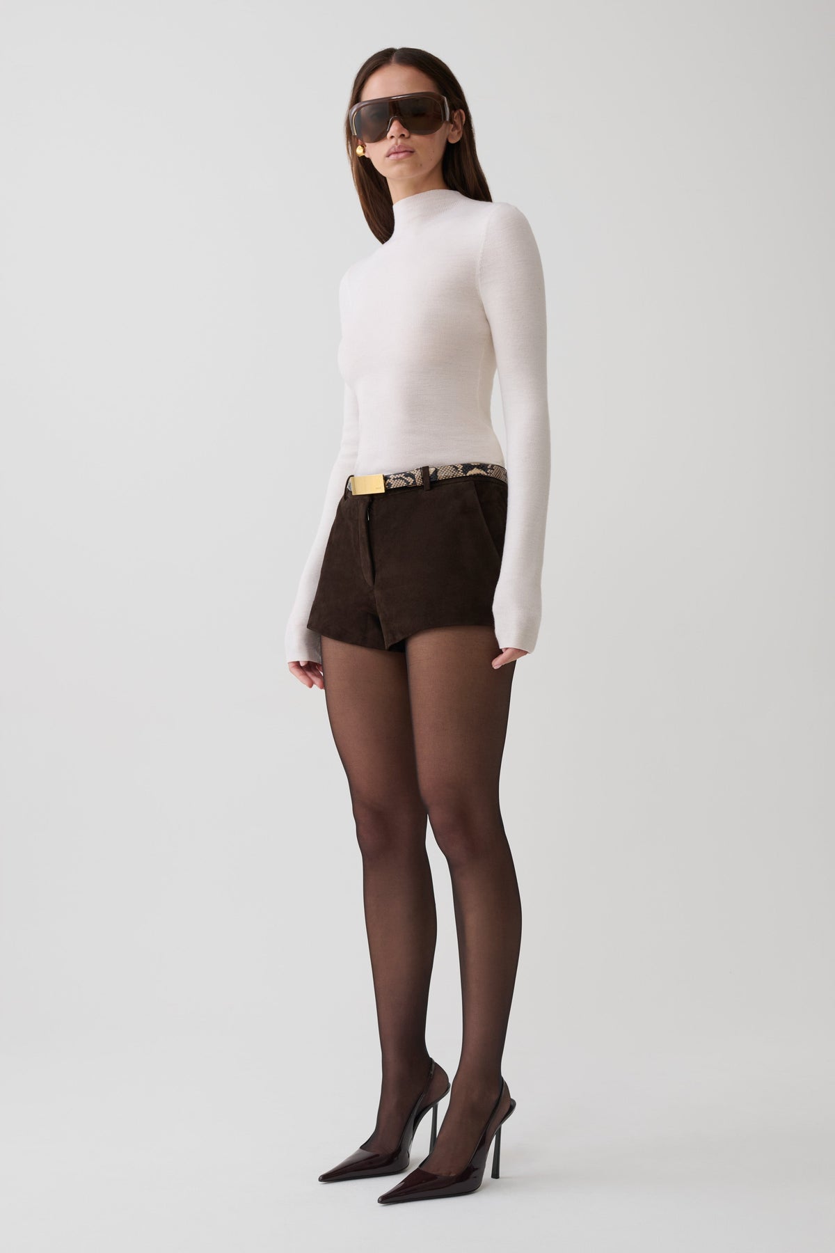 Nicky Suede Micro Shorts - Dark Chocolate #5