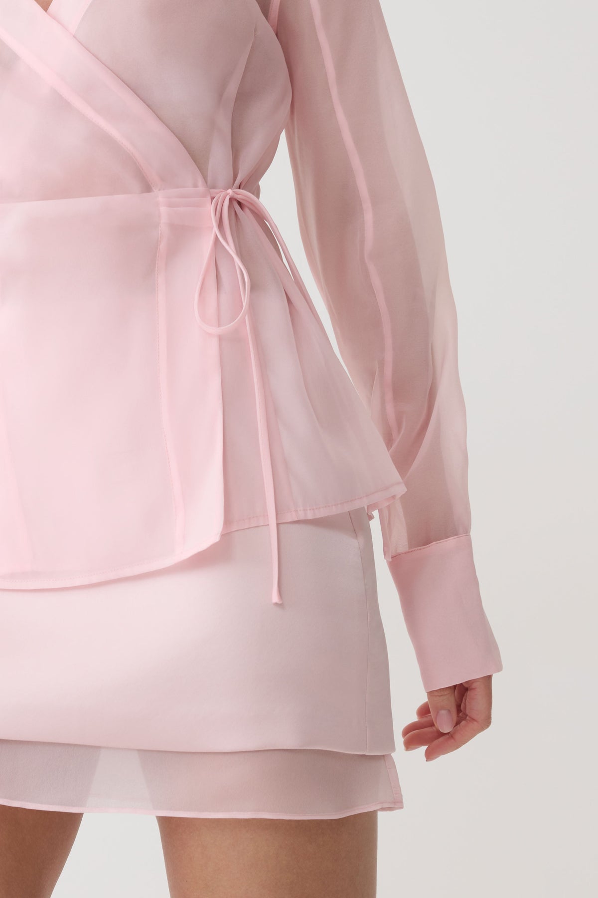 Frankie Satin Mini Skirt - Pale Pink #2