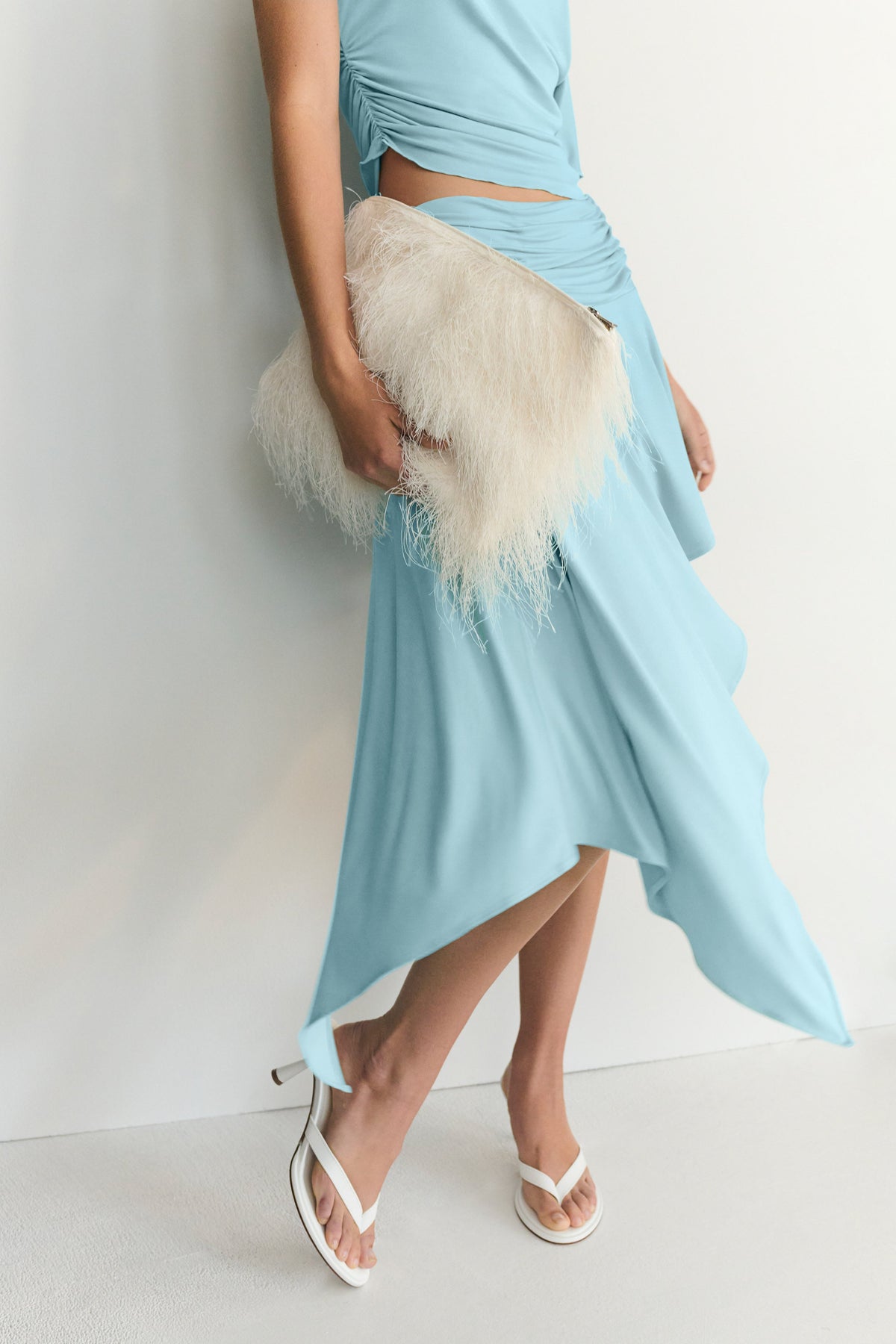 Talise Modal Hankie Midi Skirt - Aqua Blue