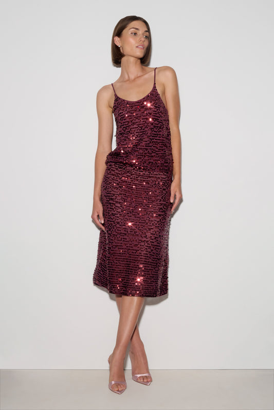 Eloize Sequin Knit Midi Skirt - Plum