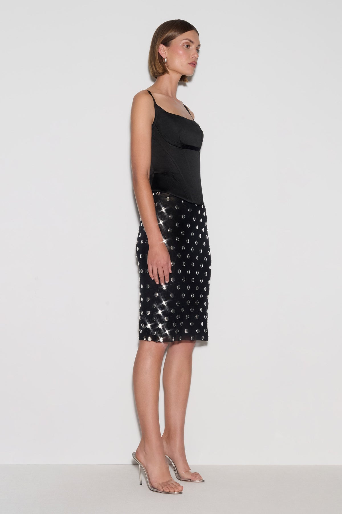 Olivia Stud Midi Skirt - Black #5