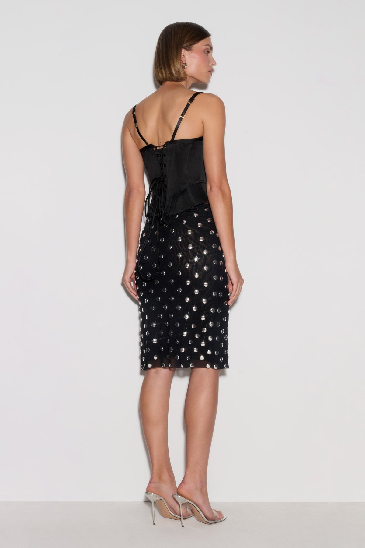 Olivia Stud Midi Skirt - Black #3