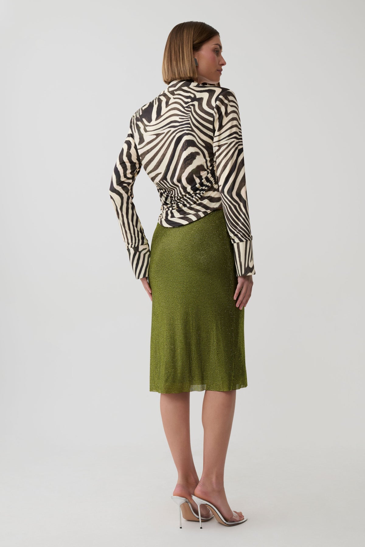 Rosilin Diamante Midi Skirt - Olive #4
