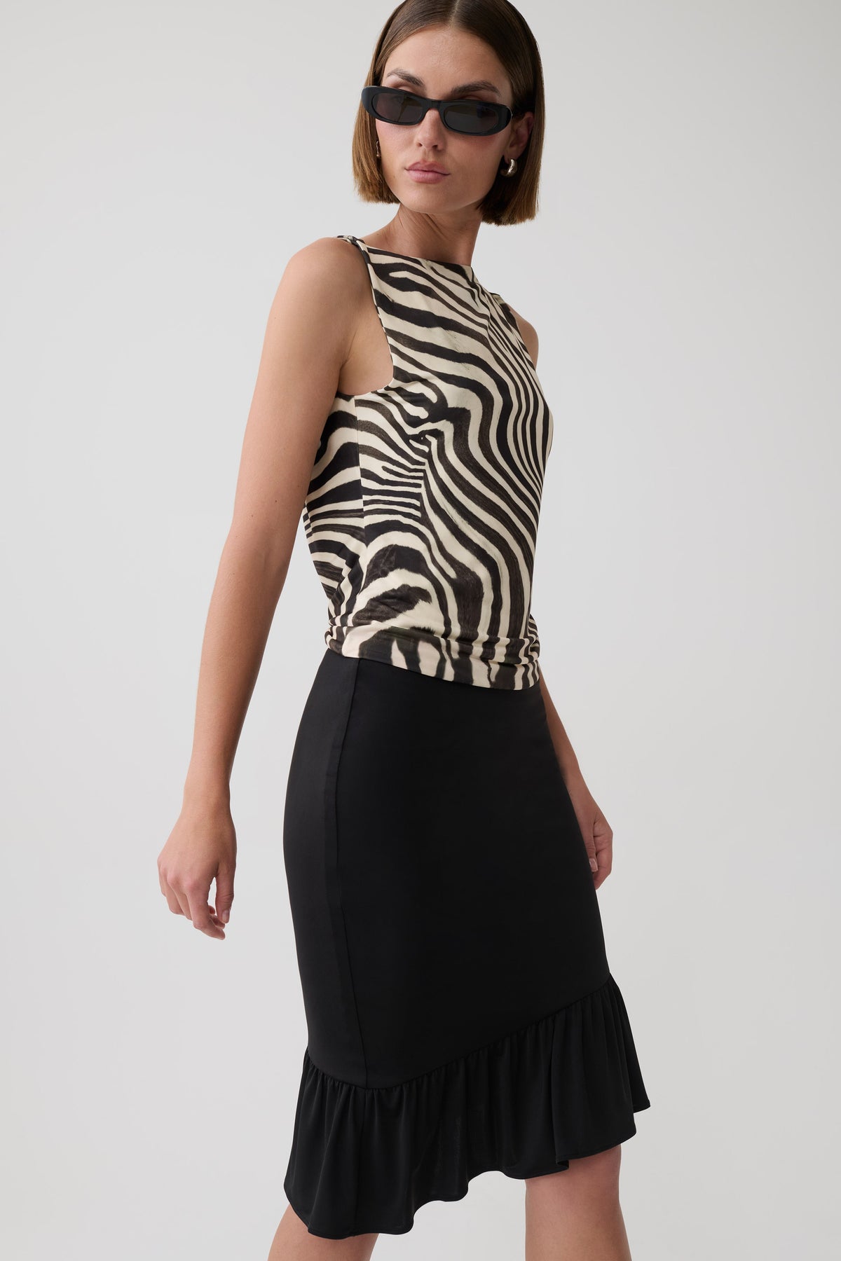 Polina Ruffle Midi Skirt - Black #4