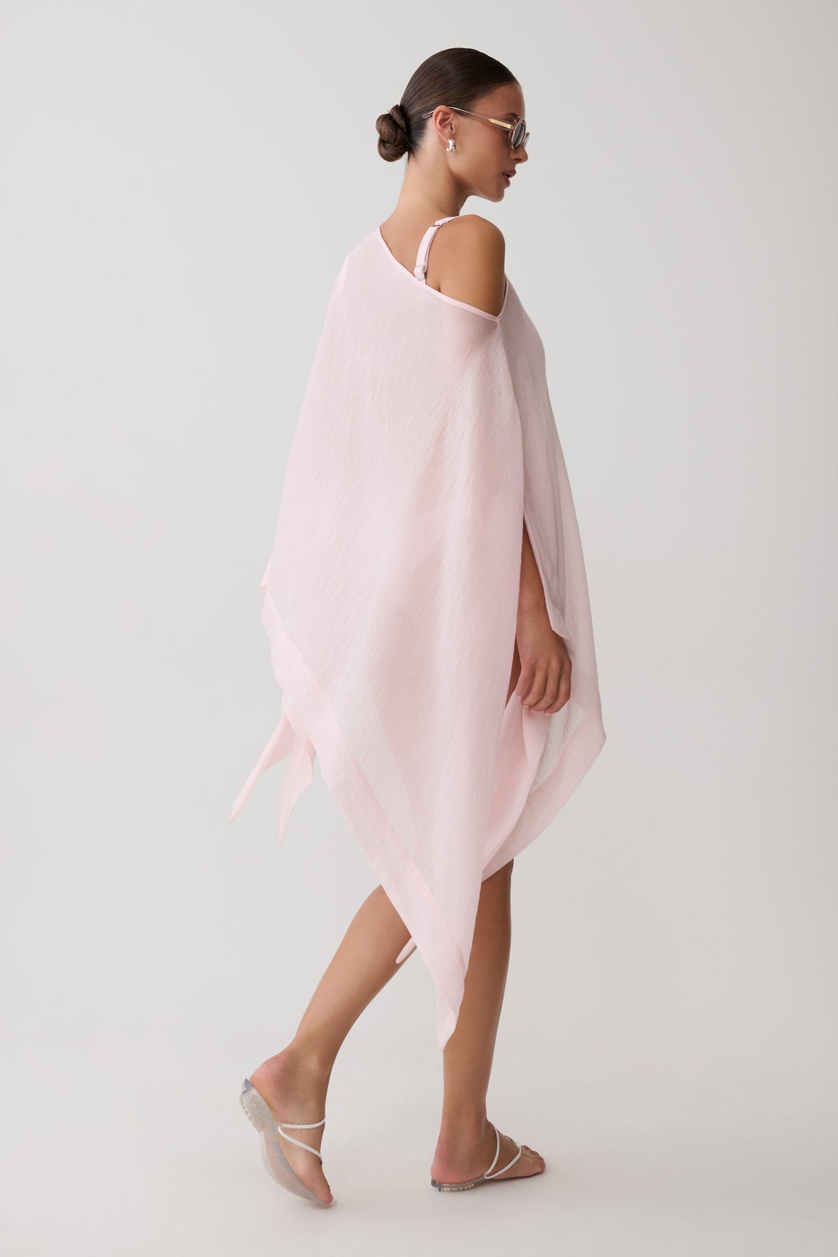 Leilani Sheer Draped Asymmetric Top - Pink #5