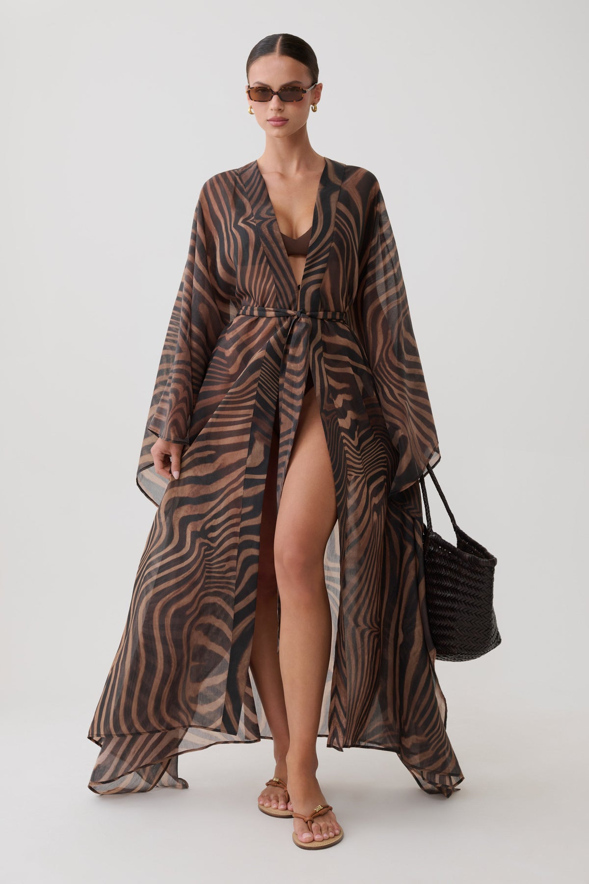 Neroli Sheer Maxi Kimono - Zebra Print #6