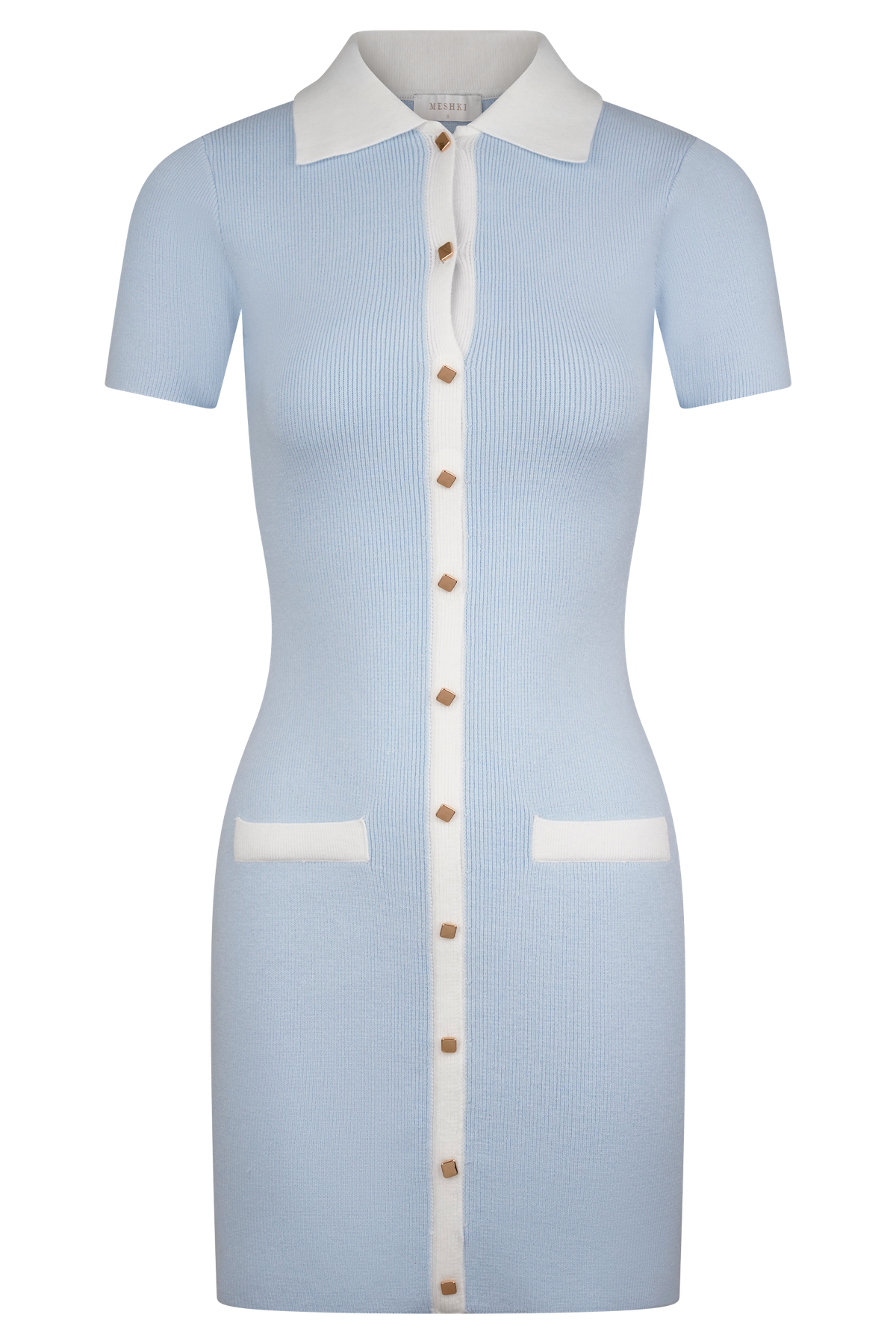 Seema Contrast Mini Dress - Light Blue/White #7