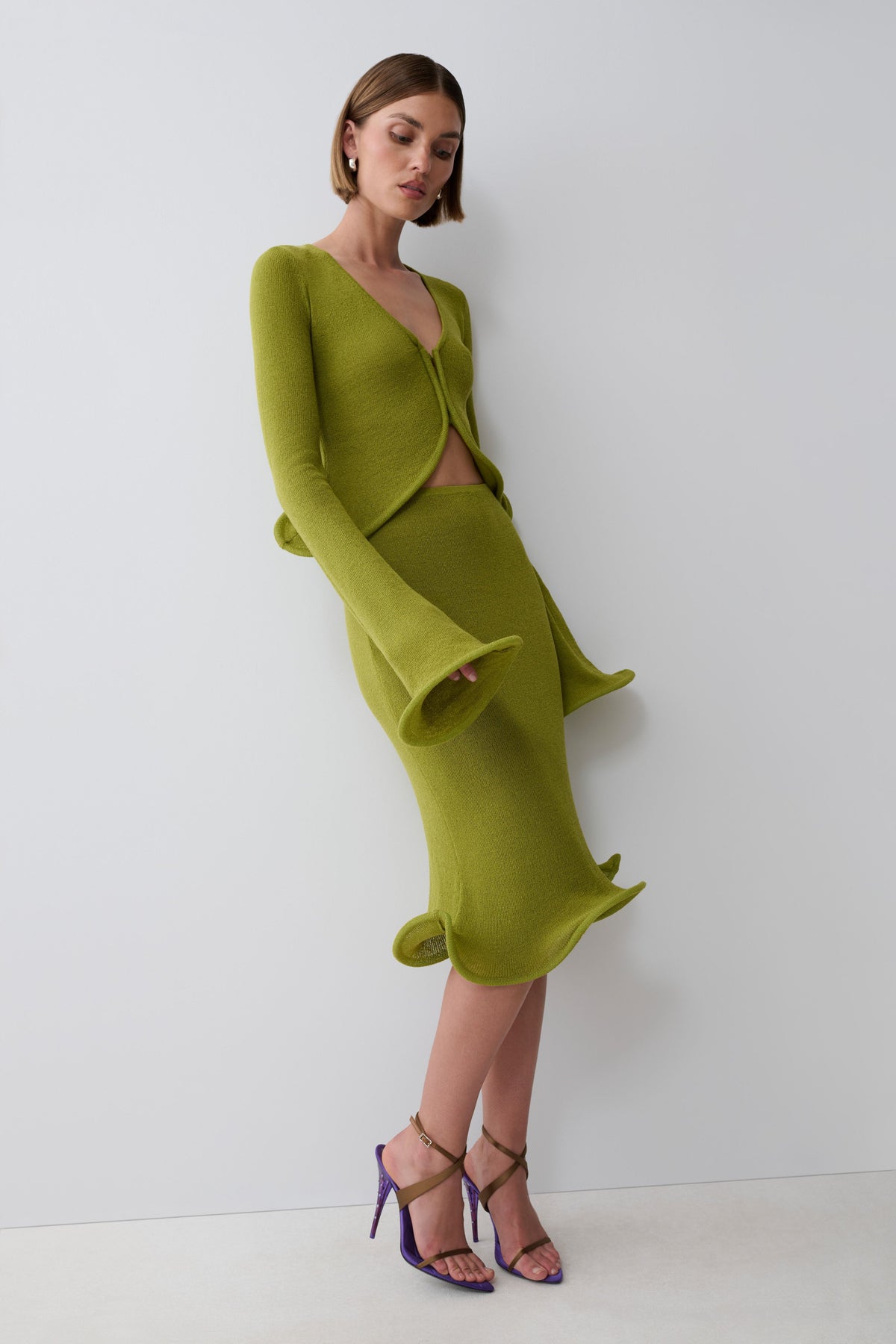 Gigi Long Sleeve Knit Top - Olive #4