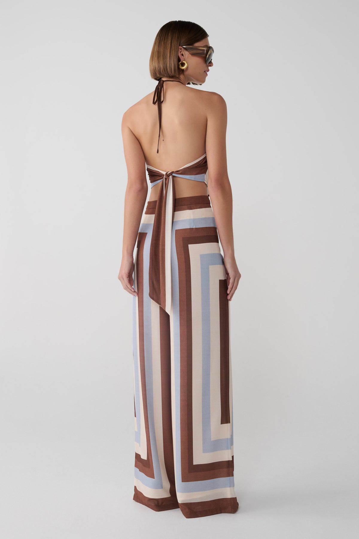 Thea Halter Chiffon Sleeveless Top - Blue Stripe #5