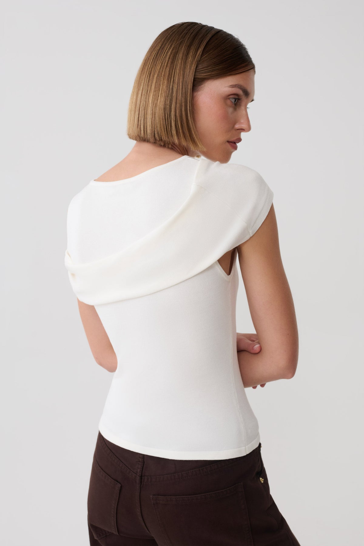 Deon Twist Detail Knit Top - White #2