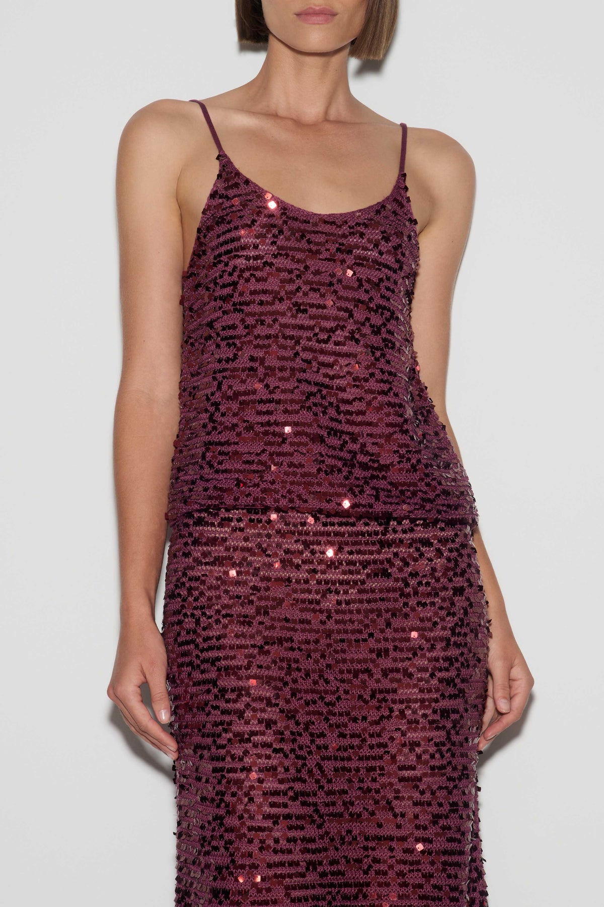 Eloize Sequin Knit Tank Top - Plum #7