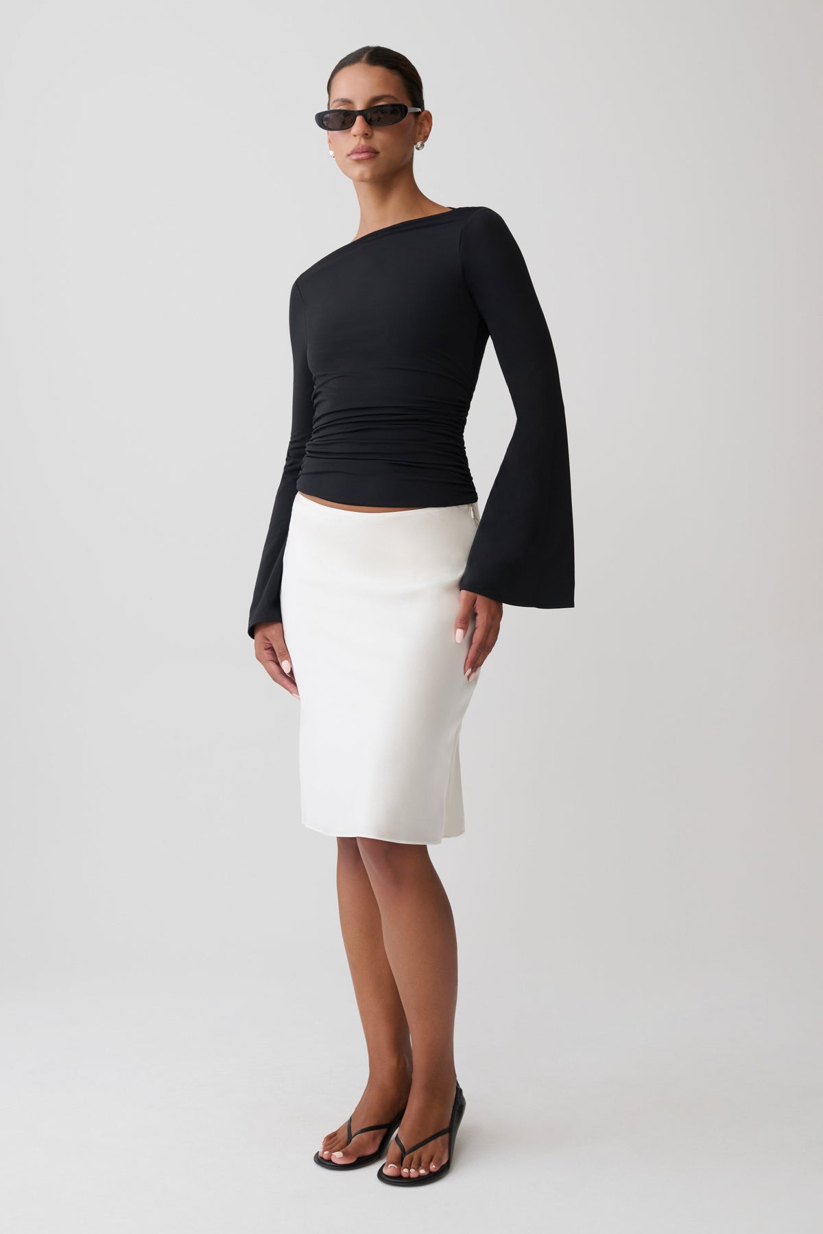 Sofiane Silk Blend Midi Skirt - Ivory #3