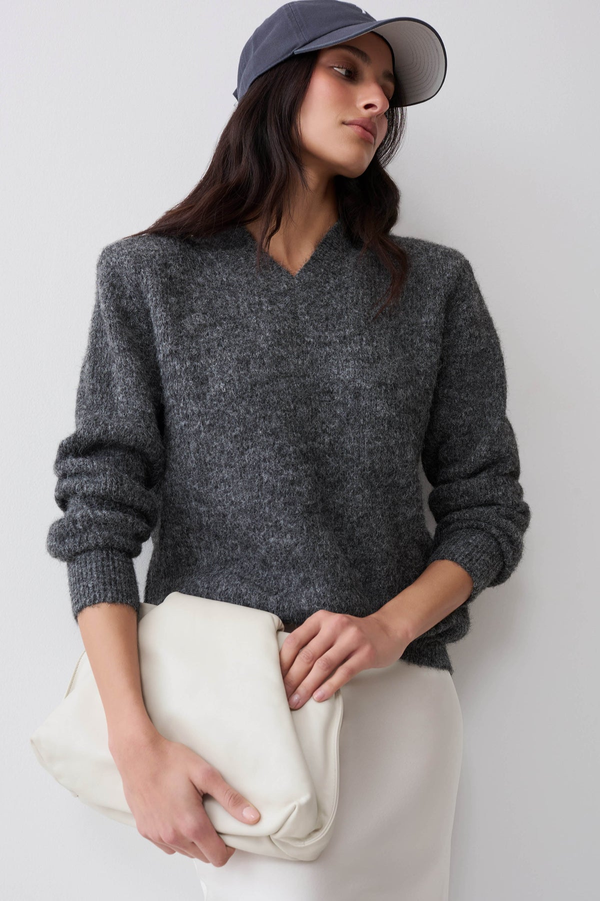 Mariam Shoulder Pad Knit Jumper - Charcoal #3