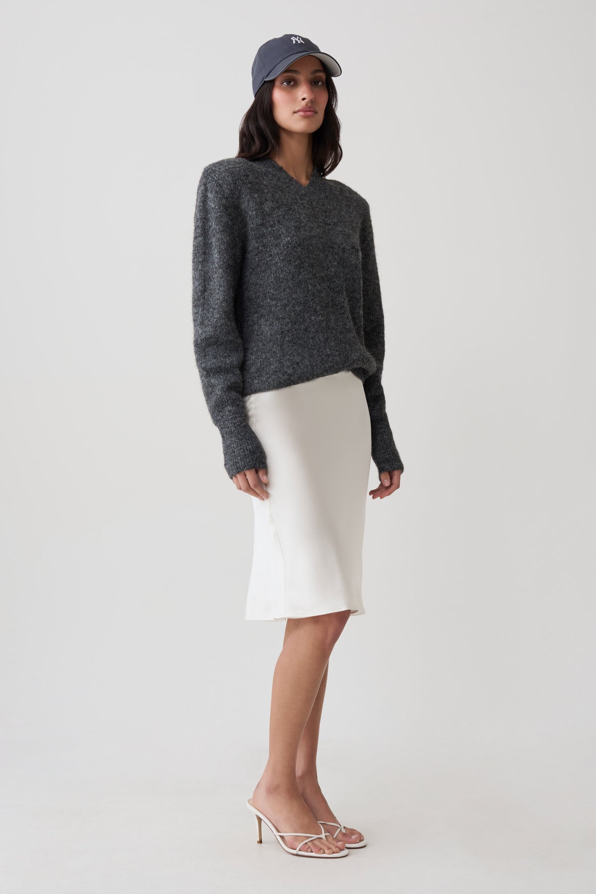 Mariam Shoulder Pad Knit Jumper - Charcoal