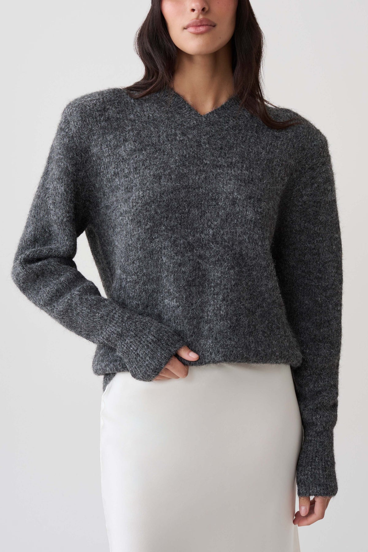 Mariam Shoulder Pad Knit Jumper - Charcoal #4