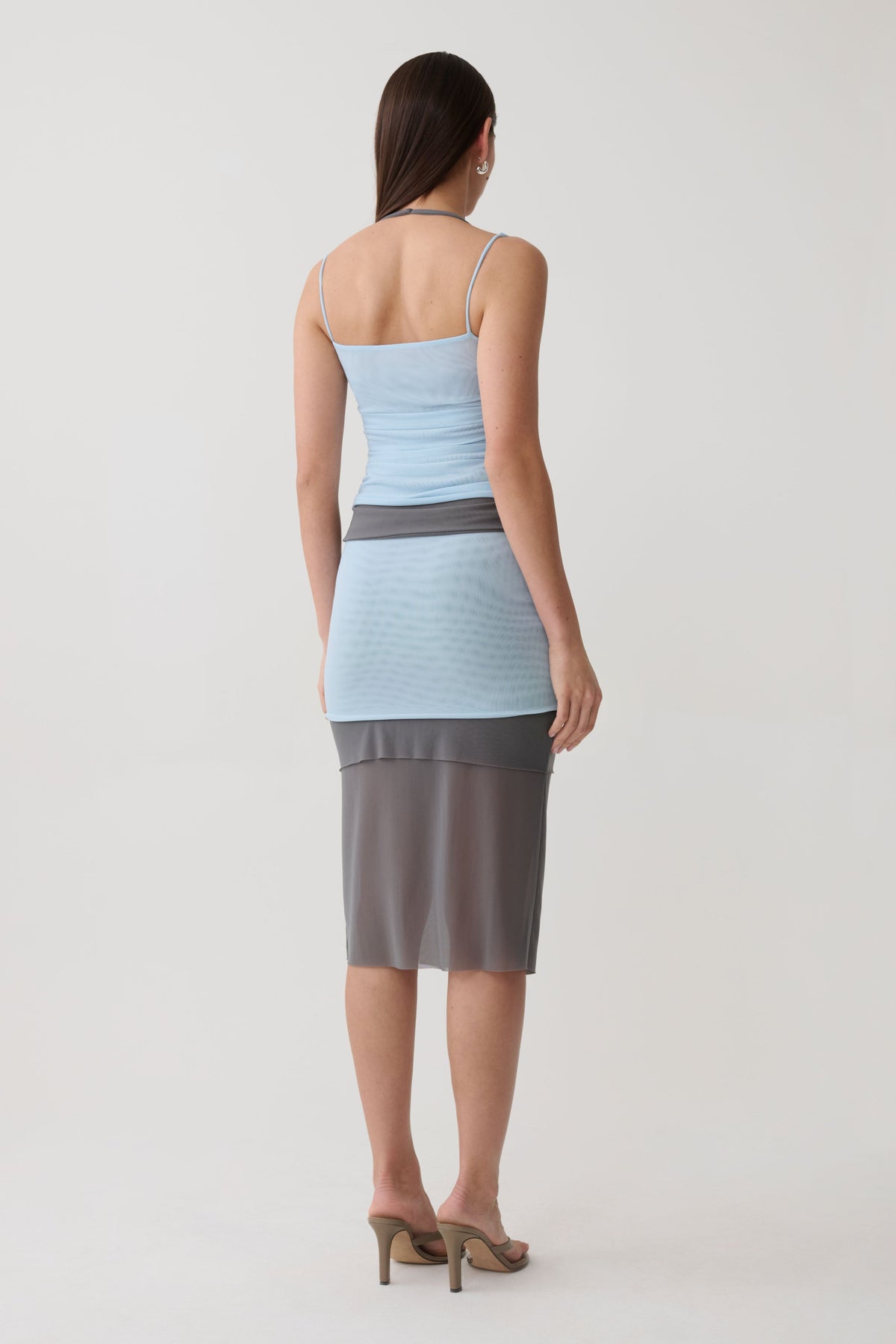 Arielle Mesh Layered Tank Top - Pale Blue/Navy #4