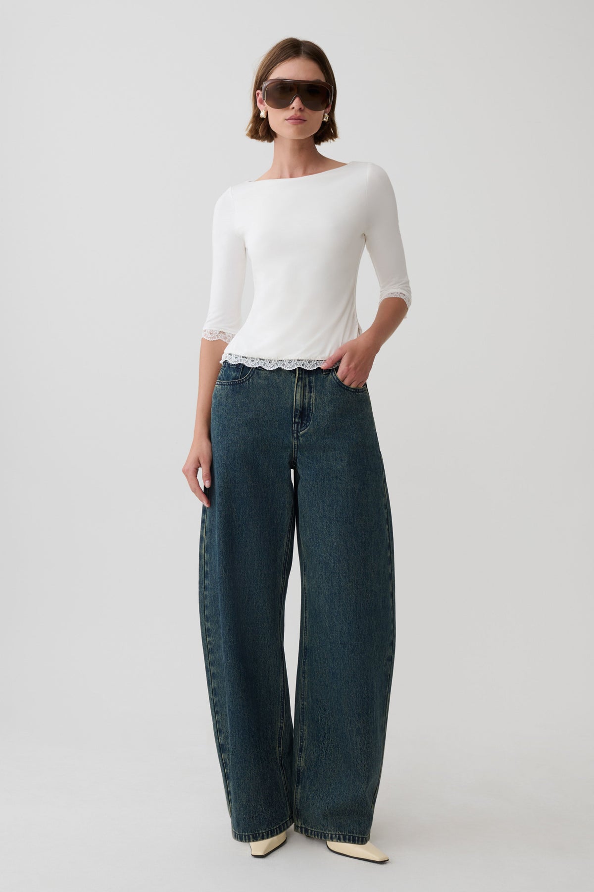 Althea Lace Trimmed Top - White #4