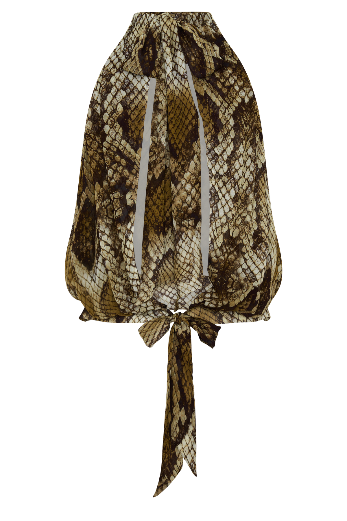 Eliana Tie Back Chiffon Sleeveless Top - Snake Print