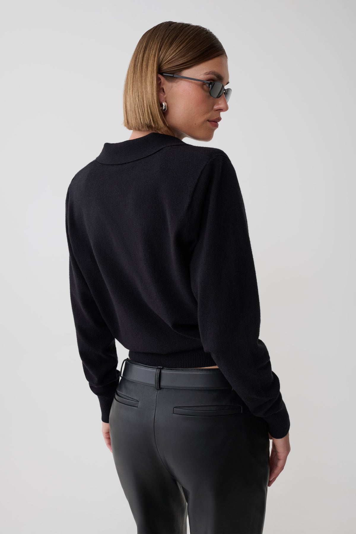 Logan Knit Top With Shoulder Pads - Black #2
