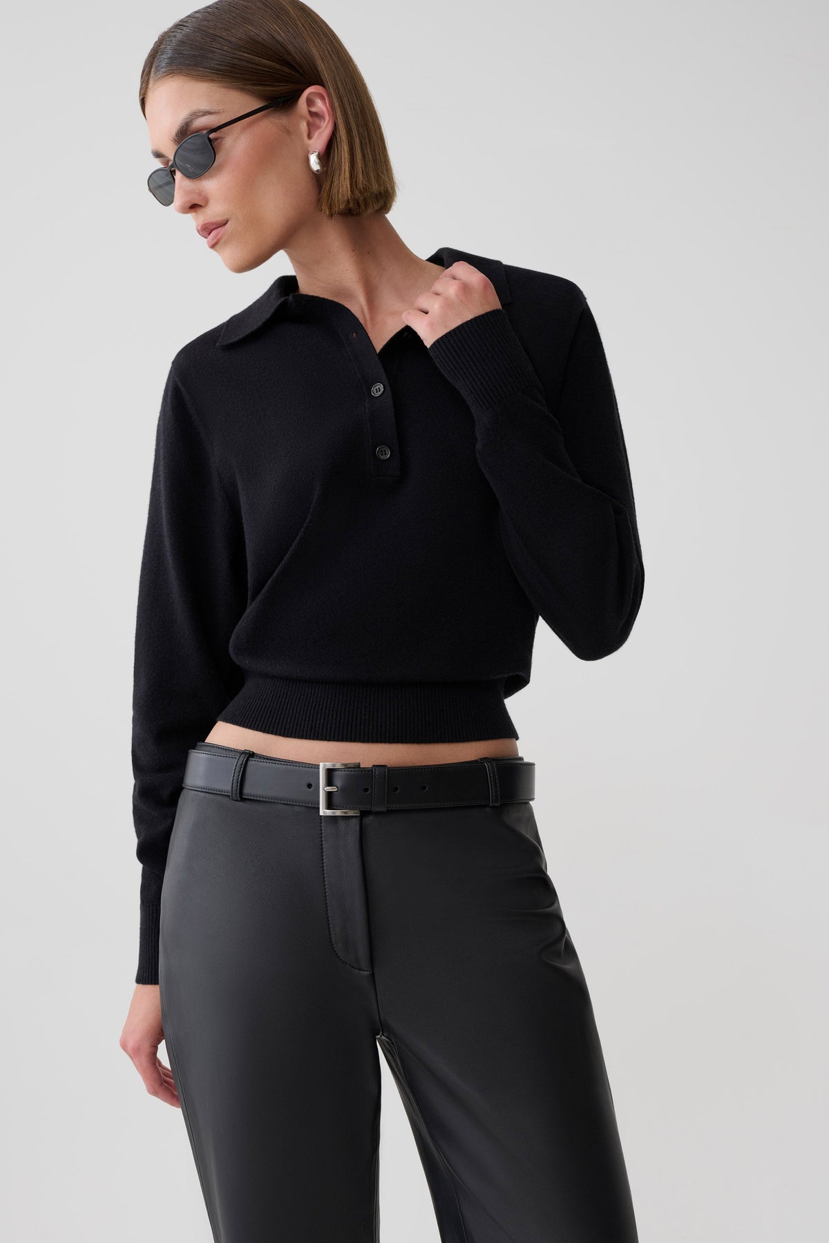 Logan Knit Top With Shoulder Pads - Black #6