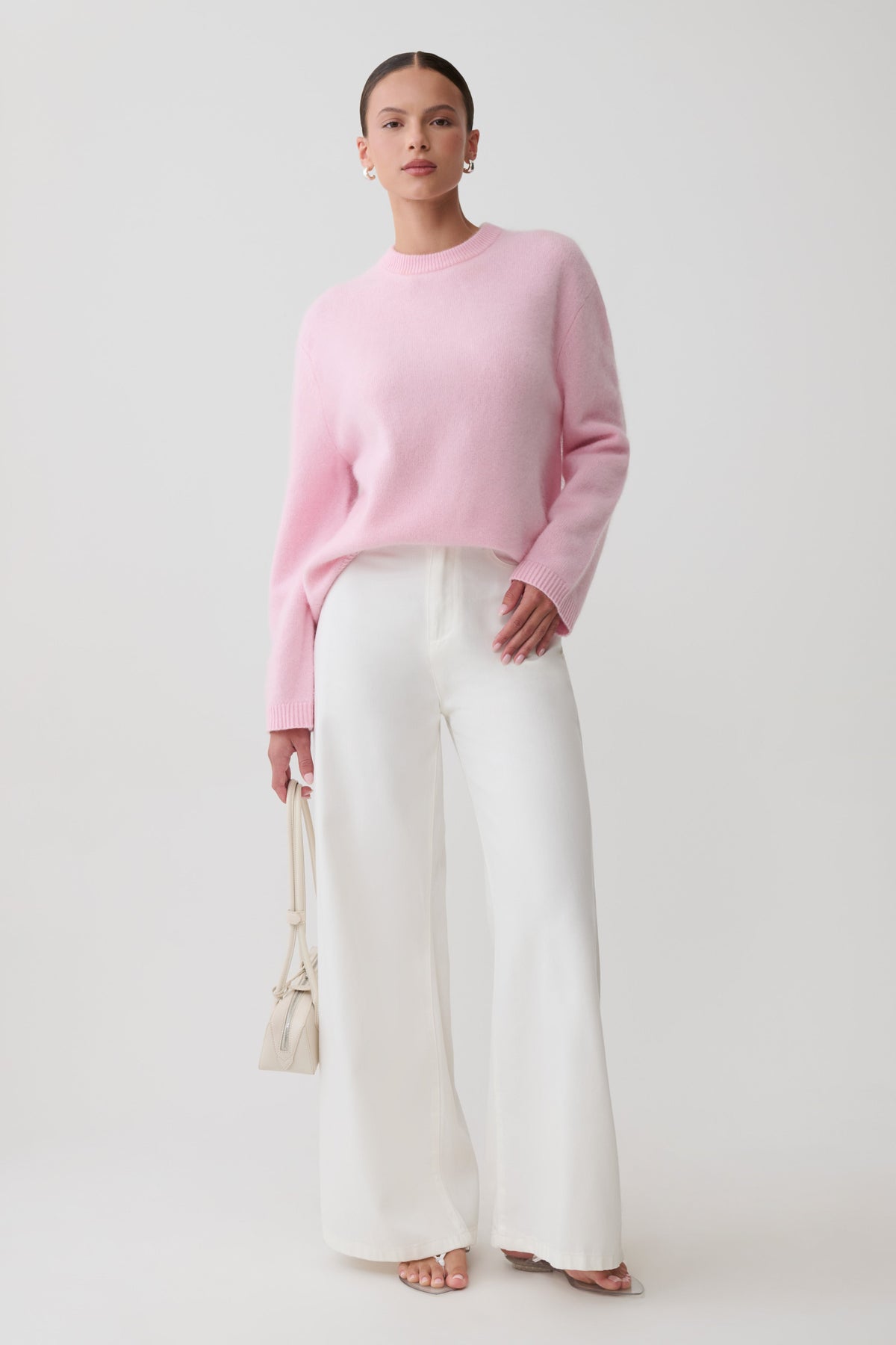 Viviane Wool Fluffy Knit Jumper - Baby Pink