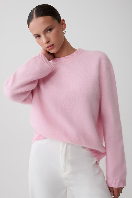 Viviane Wool Fluffy Knit Jumper - Baby Pink