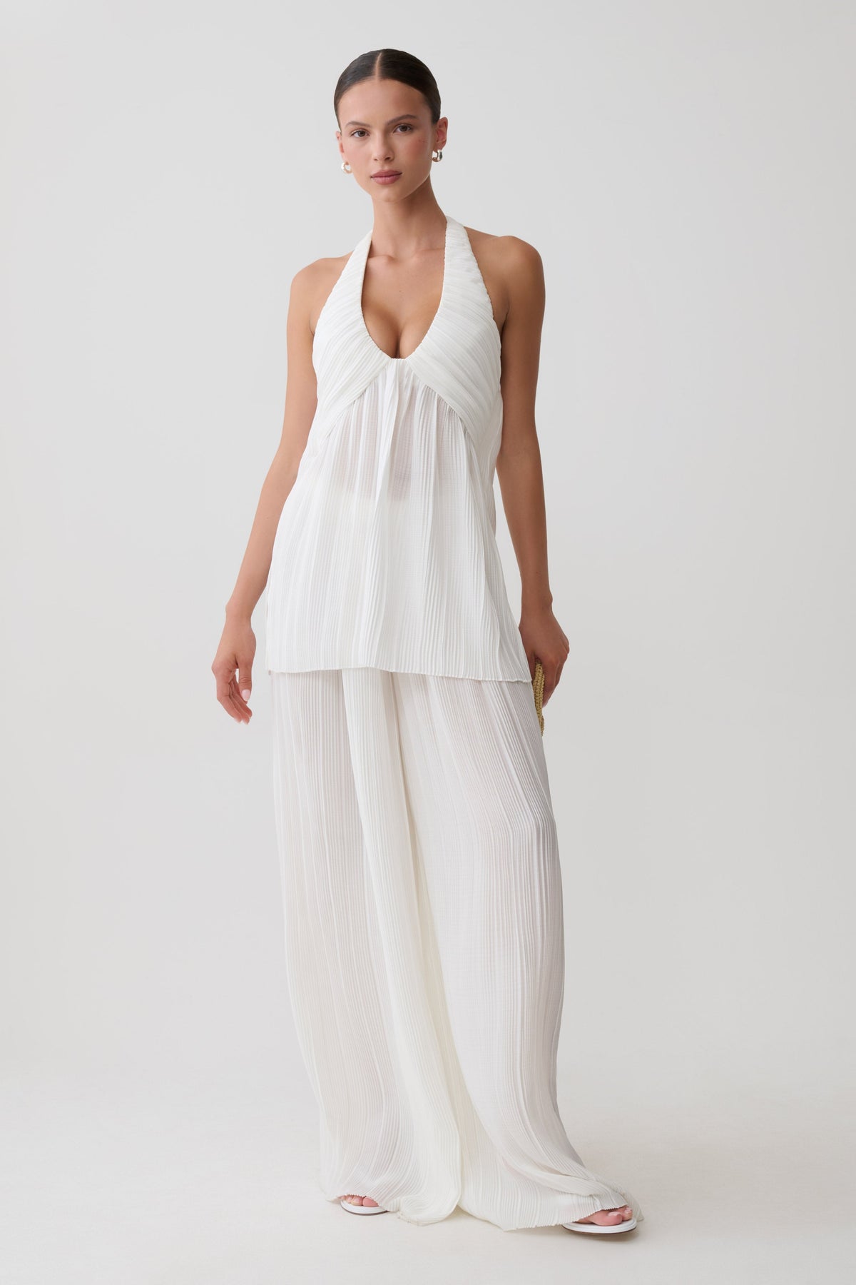 Jonah Halter Plisse Sleeveless Top - Ivory #5