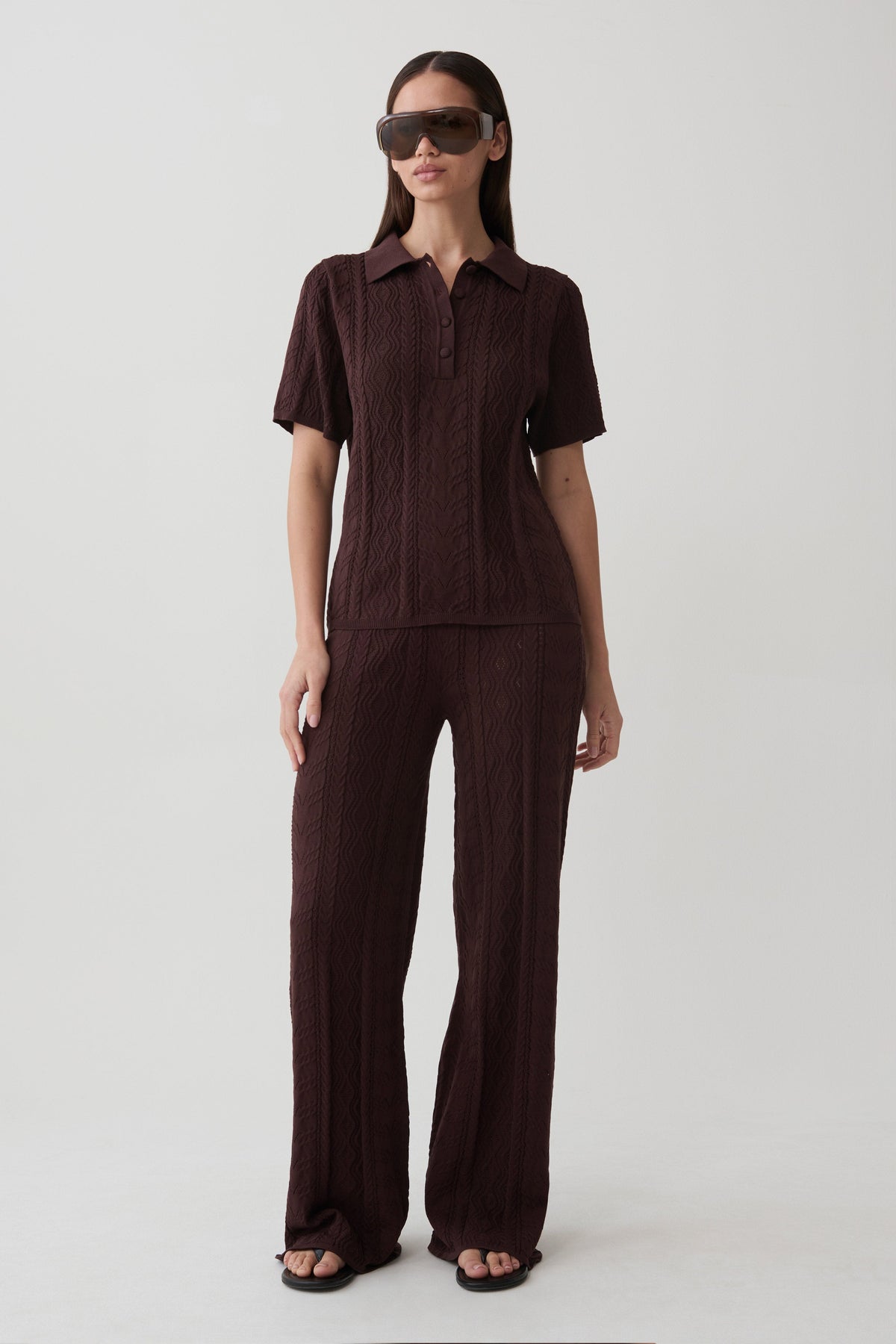 Jill Pointelle Knit Top - Chocolate #5