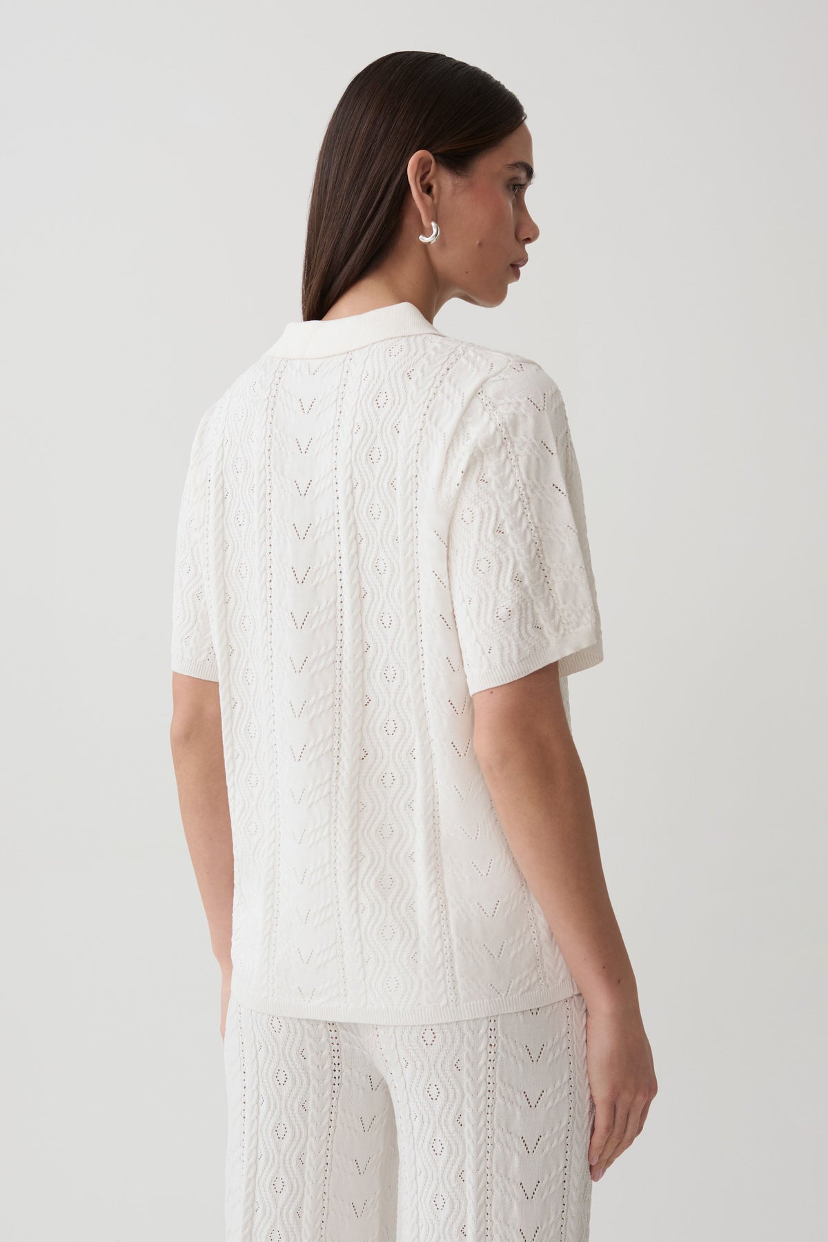 Jill Pointelle Knit Top - White #2