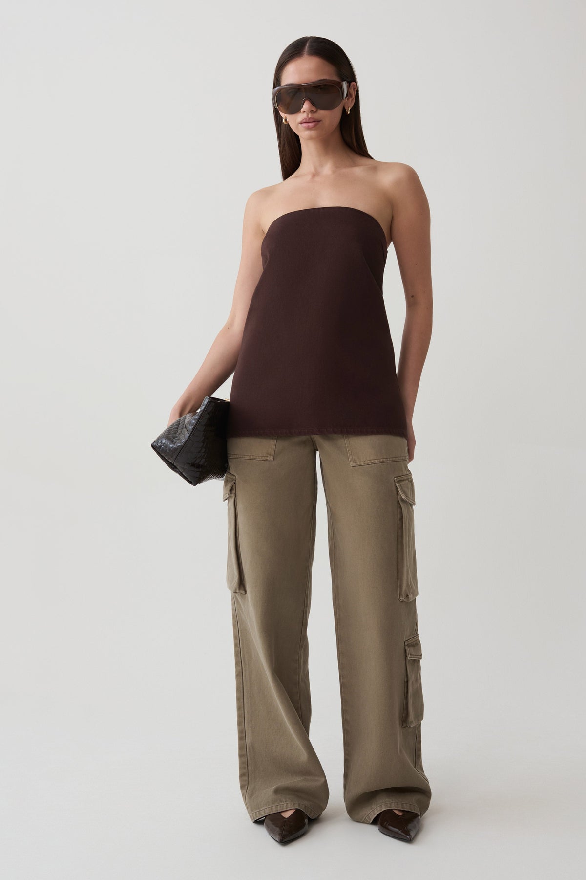 Anamarie Denim Strapless Top - Chocolate