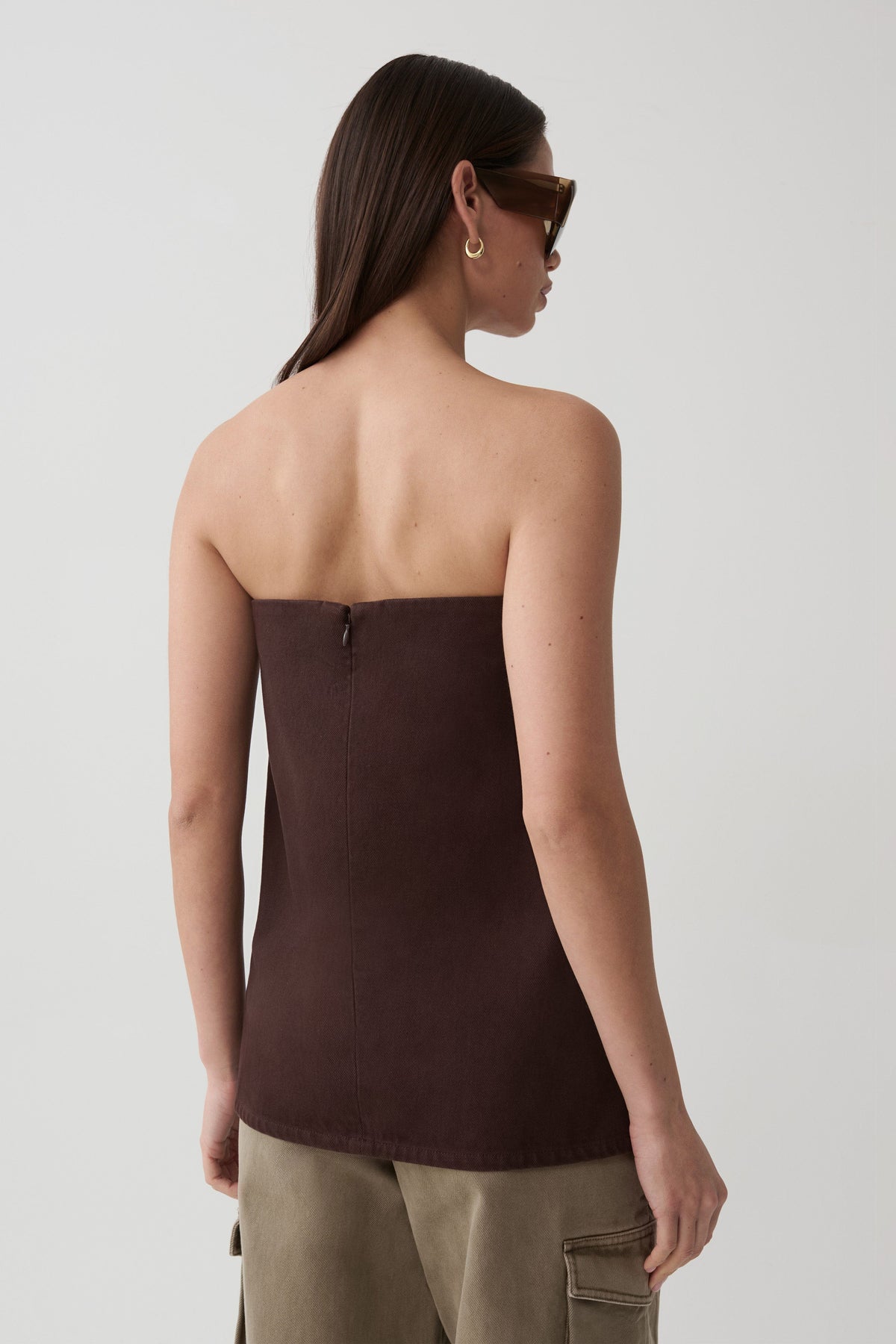 Anamarie Denim Strapless Top - Chocolate