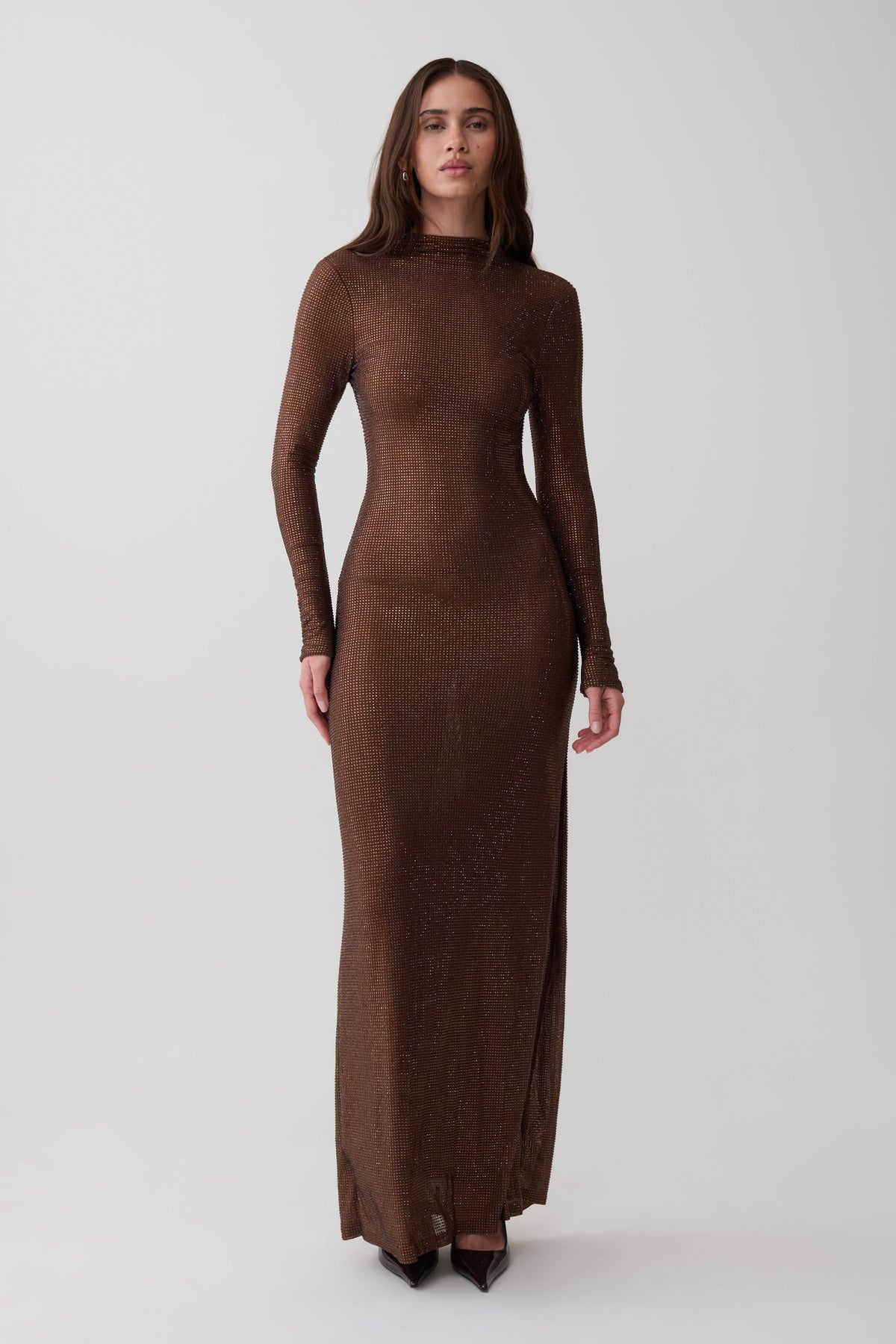 Elani Diamante Maxi Dress - Chocolate #2