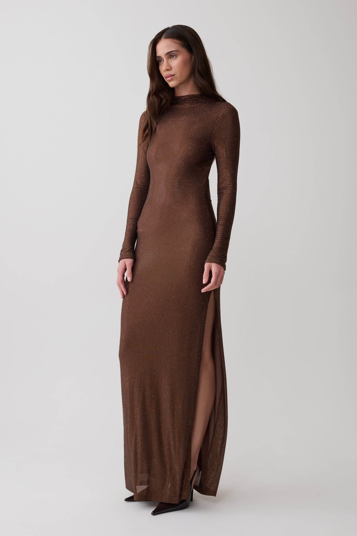 Elani Diamante Maxi Dress - Chocolate #7
