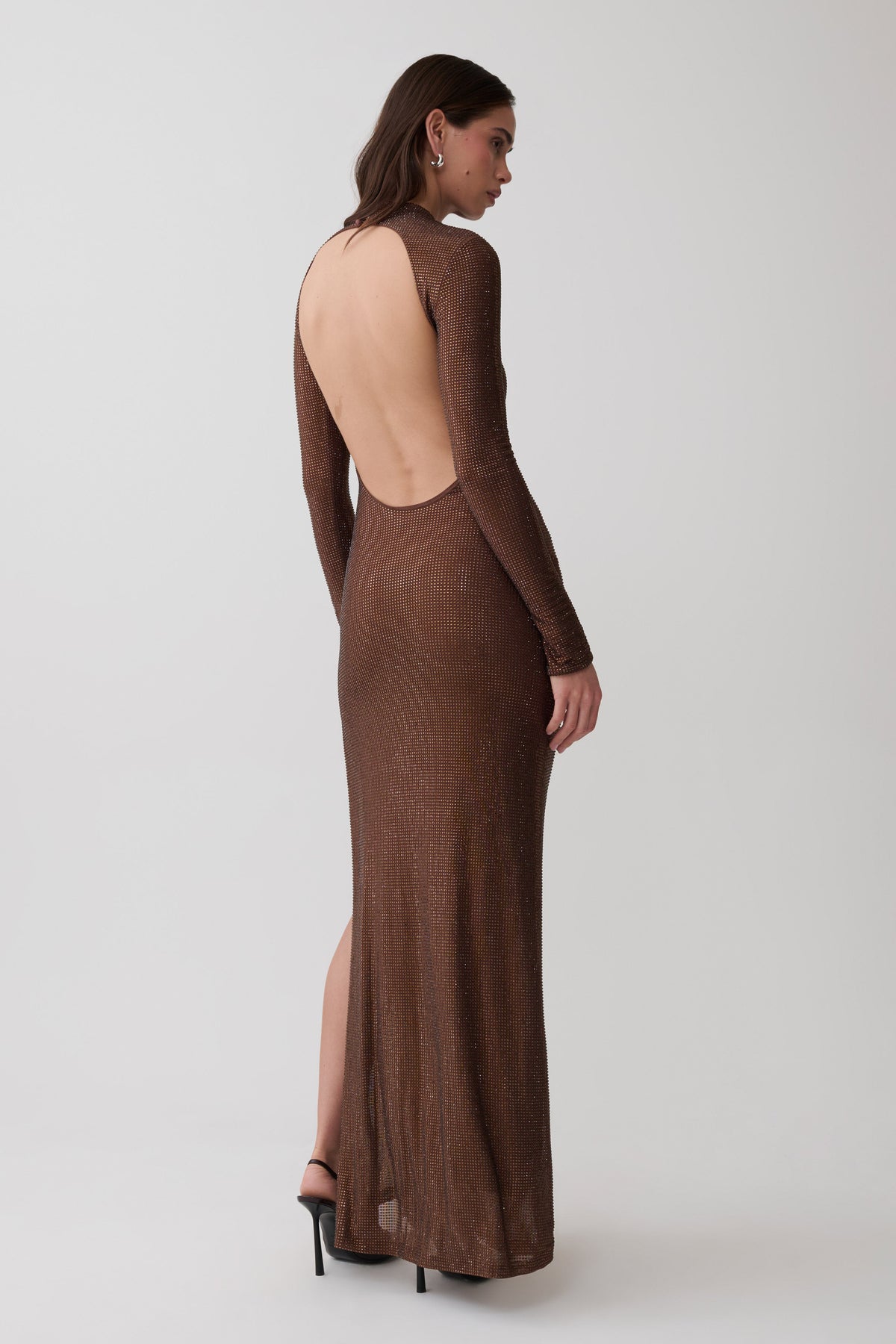 Elani Diamante Maxi Dress - Chocolate #3