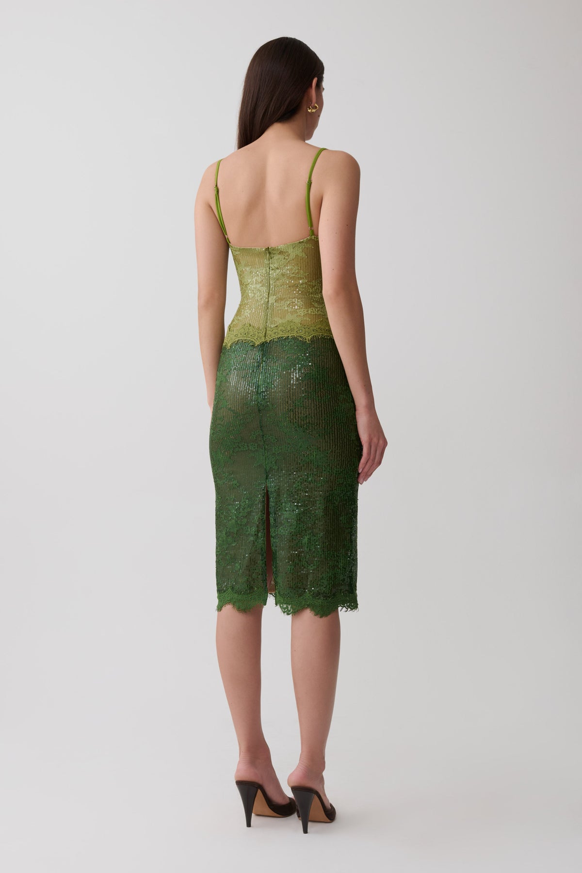 Jaimee Lace Midi Dress - Tonal Green