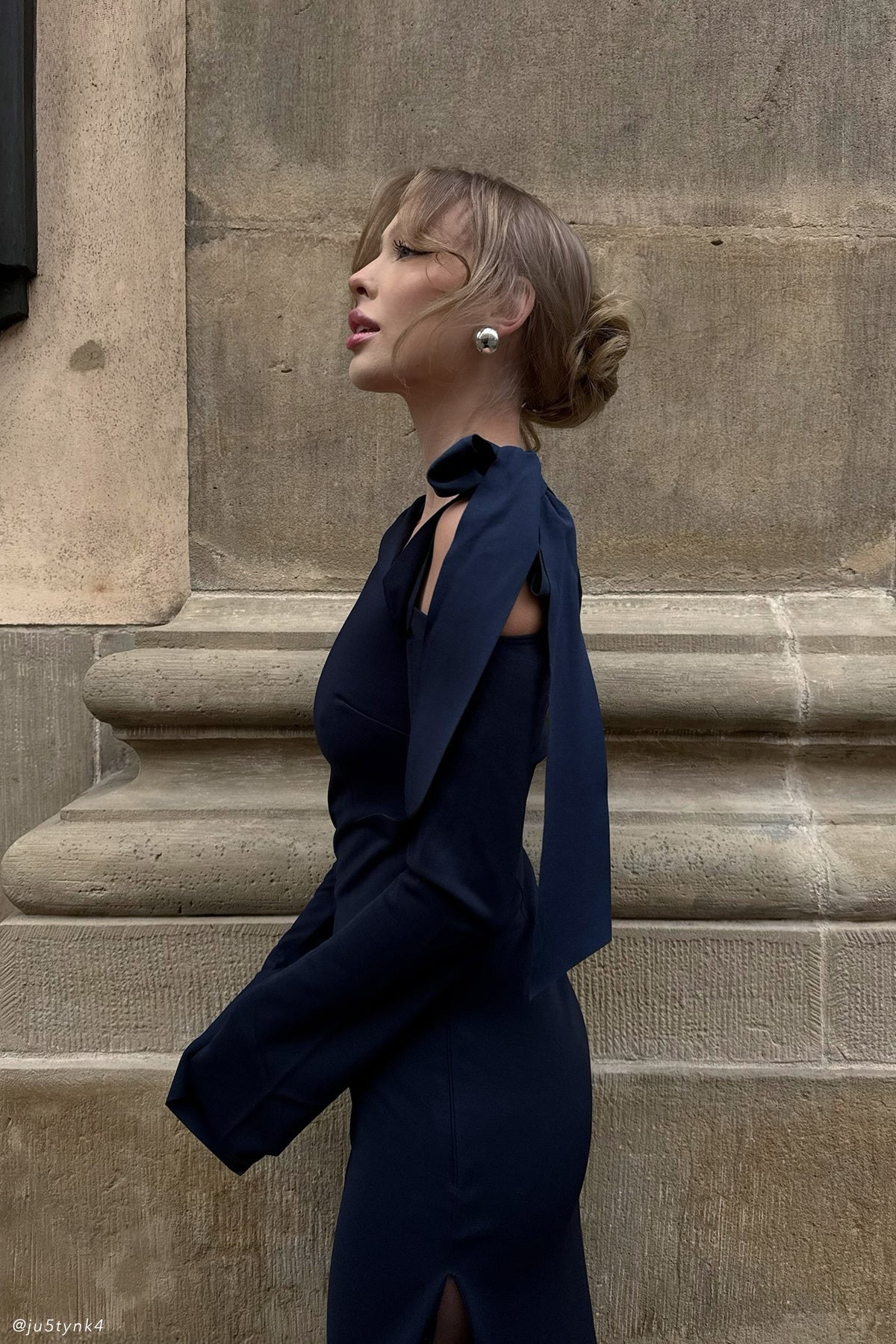 Nicola One Shoulder Crepe Maxi Dress - Dark Navy #4