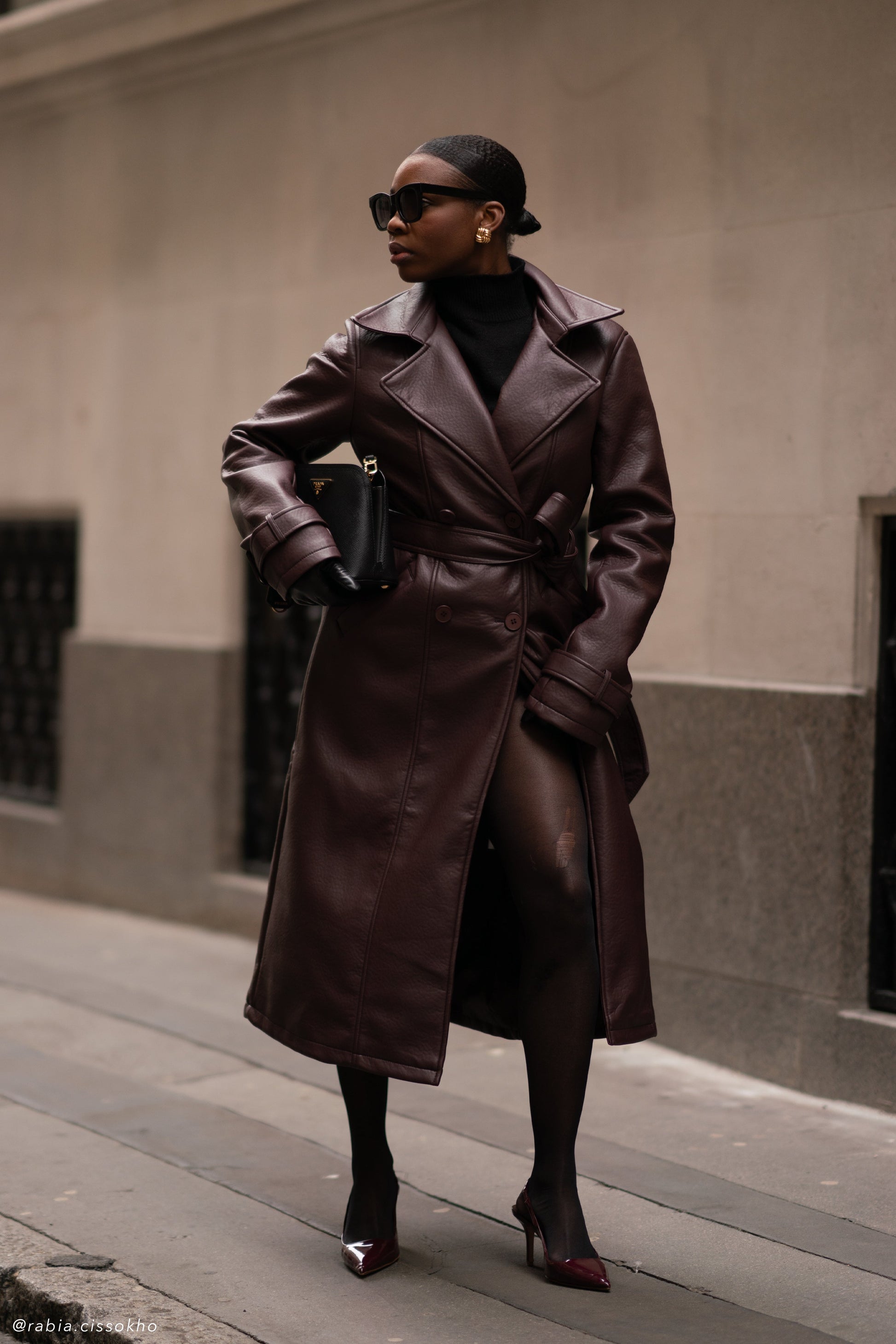 Tarah Faux Leather Trench Coat - Cacao Brown #6