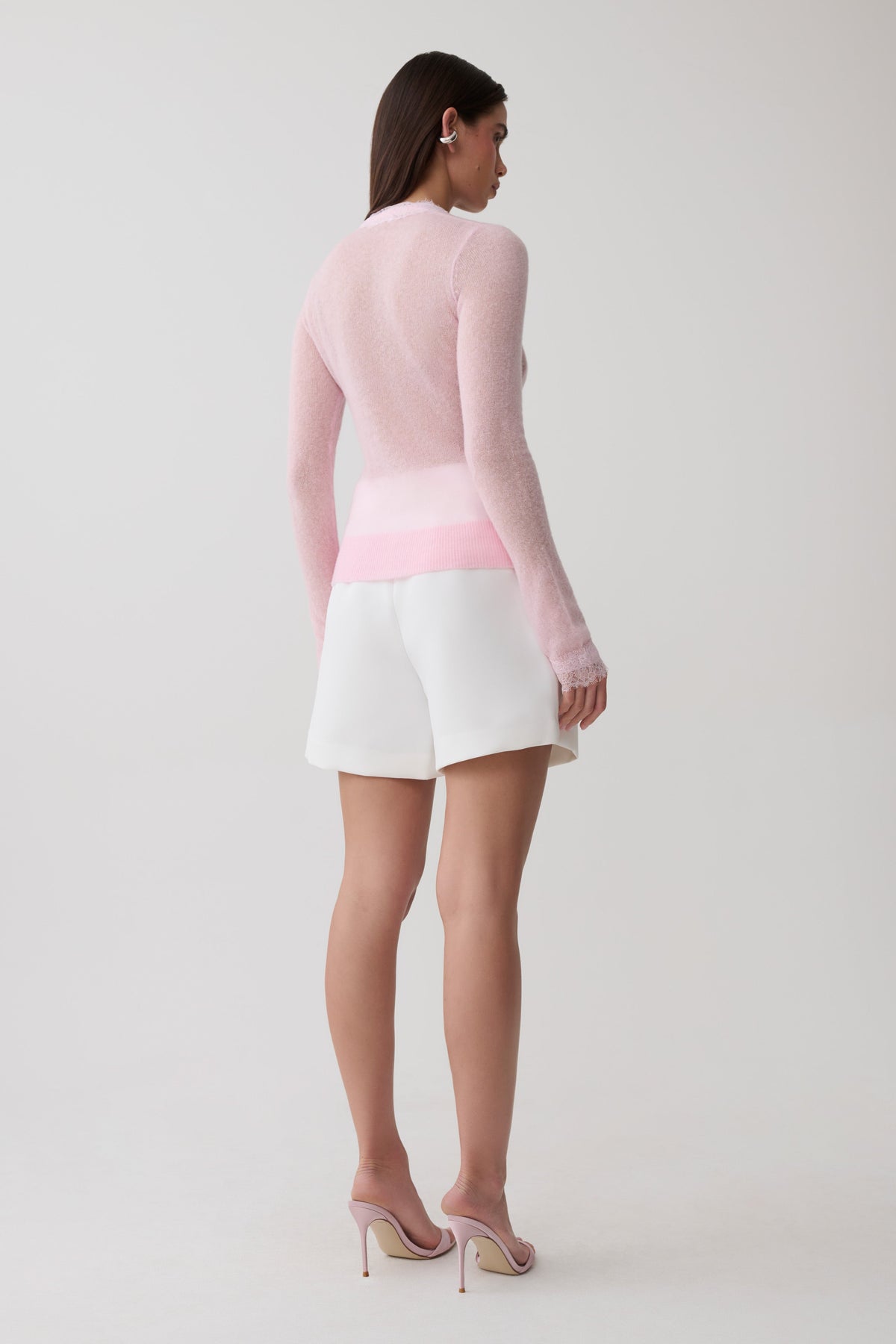 Amrita Lace Knit Cardigan - Baby Pink #2